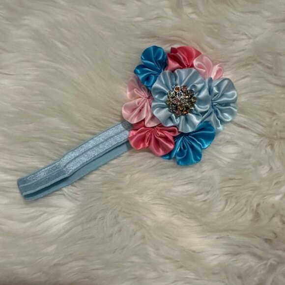 Bundle (2) of 3 1/2" Satin Flower Cluster on FOE Headband HB8261 - Picture 3 of 3